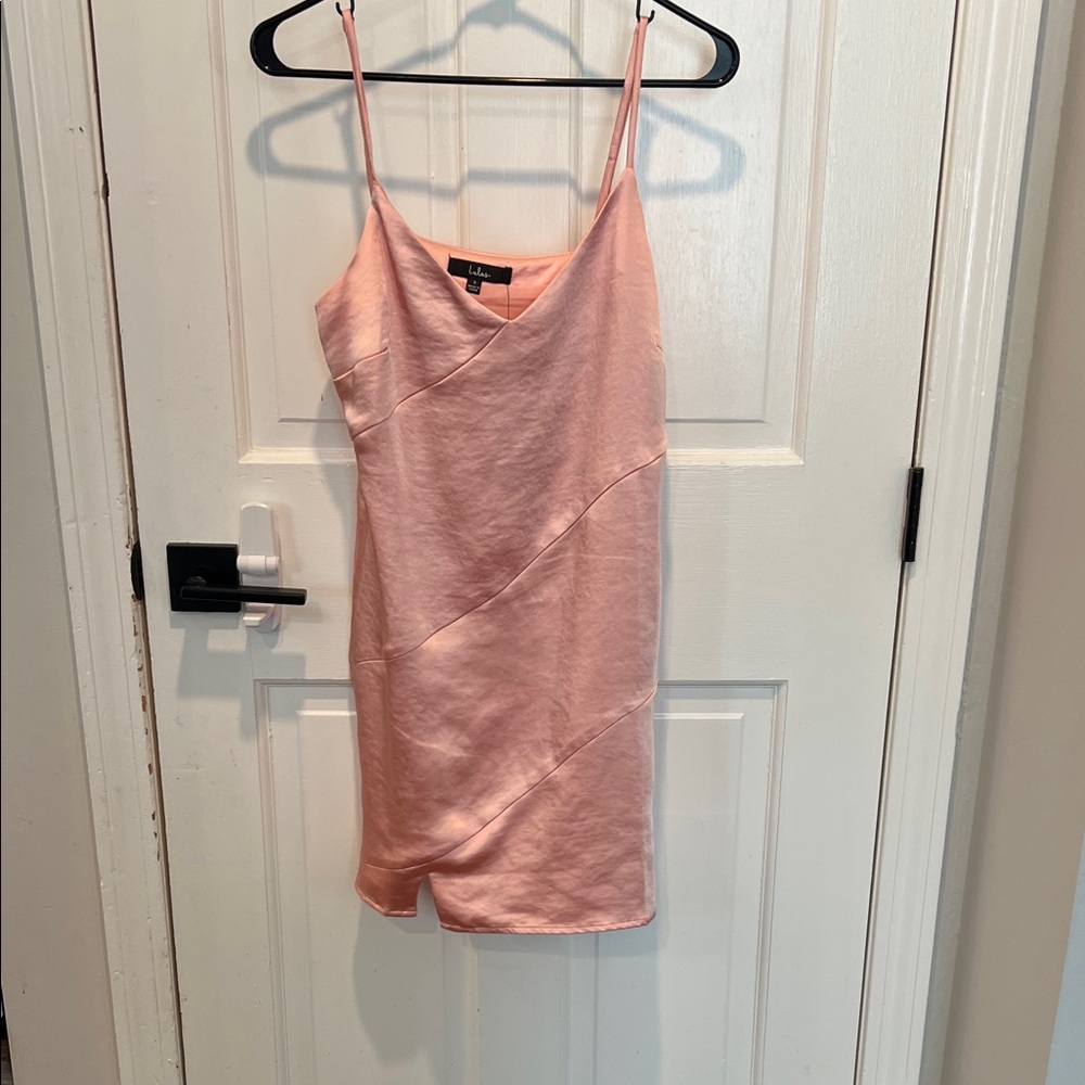 Lulu's Blush Pink Satin Cami Dress